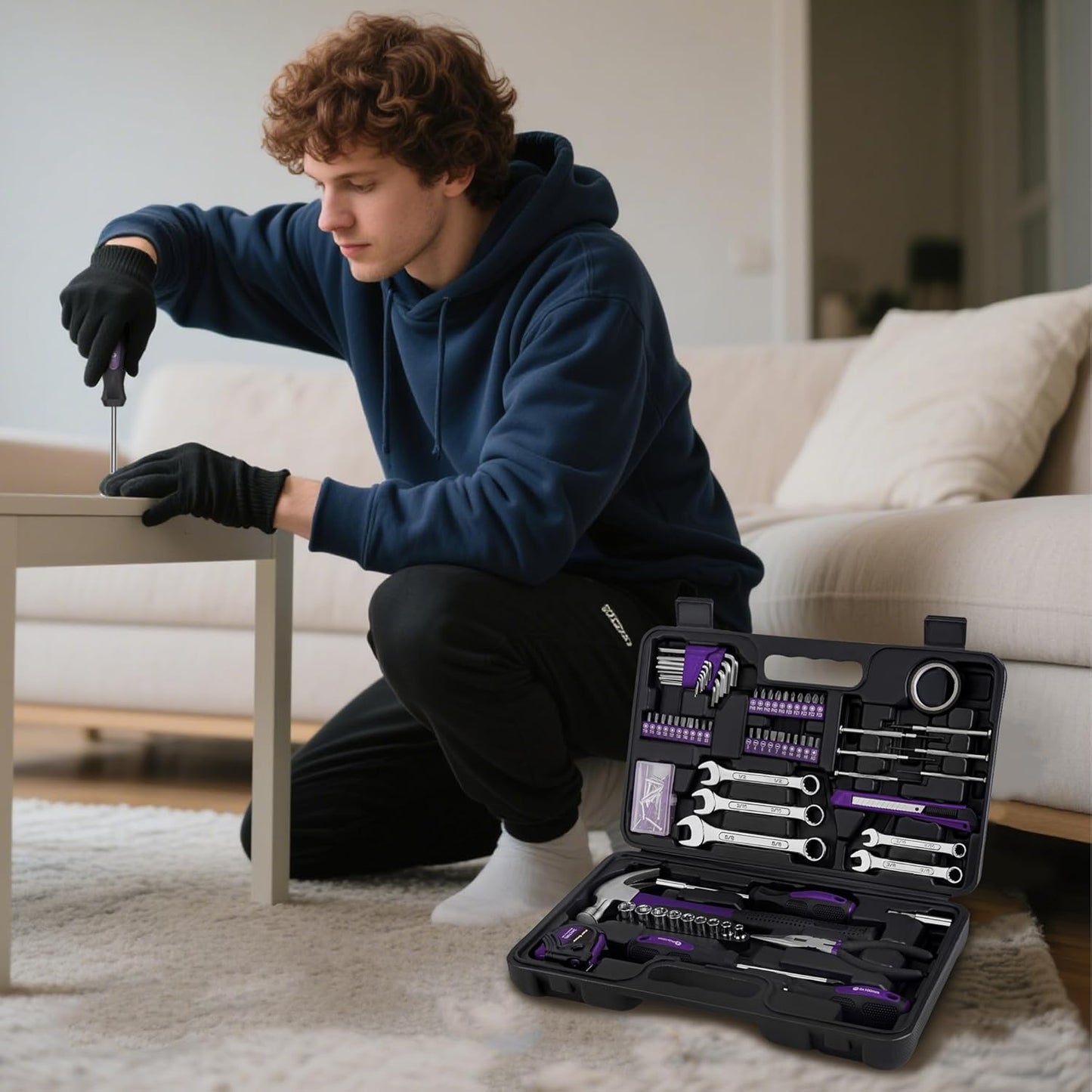 CARTMAN 148 Piece Automotive and Household Tool Set Perfect for Car Enthusiasts and DIY Home Repairs