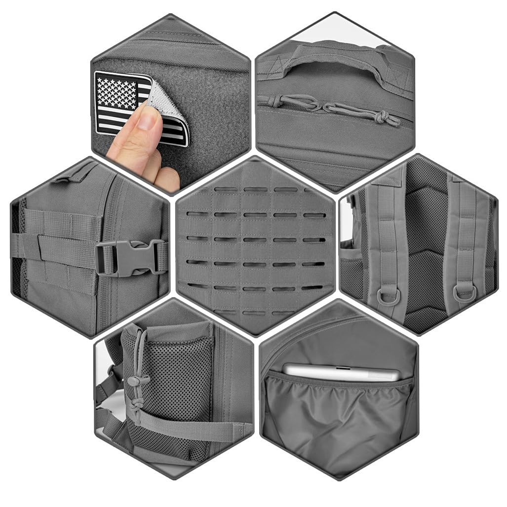 QT&QY 25L/35L/45L Military Tactical Backpack For Men Molle Daypack 3 Day Bug Out Bag Hiking Rucksack With Bottle Holder