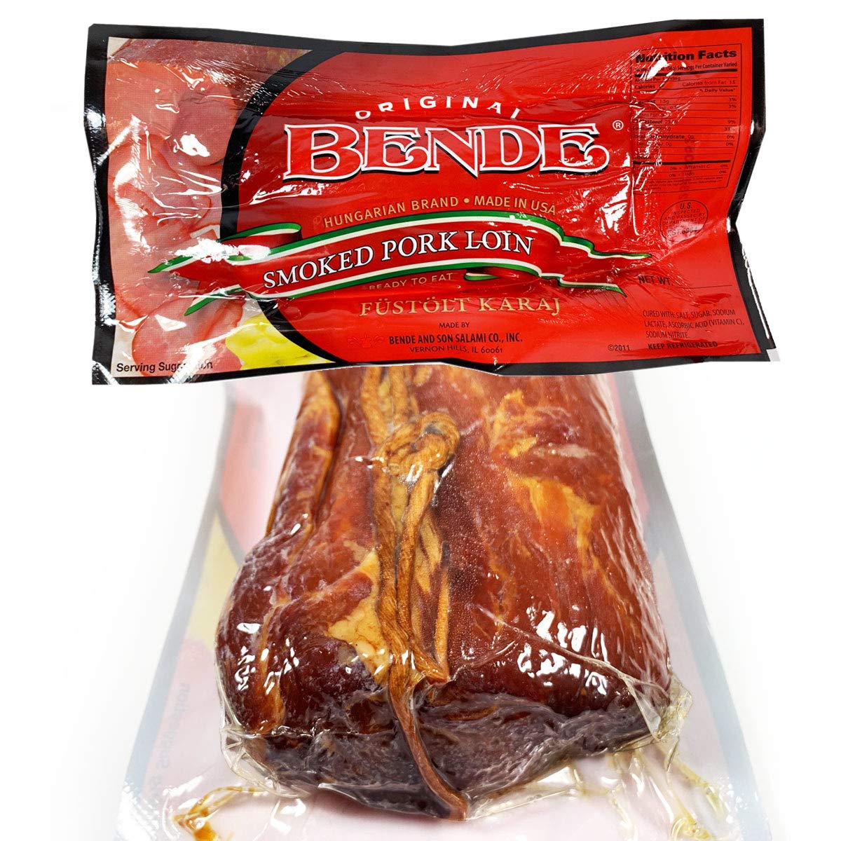 Bende Hungarian Brand Smoked Boneless Pork Loin, Fustolt Karaj Approx 2. Lb