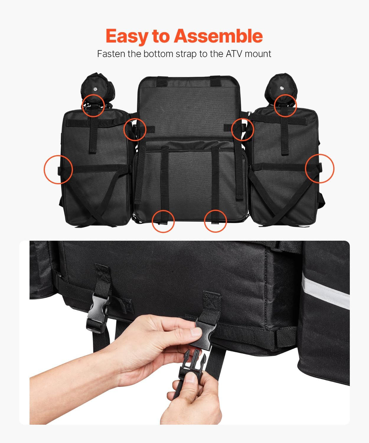 VEVOR ATV Rear Storage Bag, 54L ATV Rear Cargo Bag with 16L Cooler Insulated Bag, 600D Oxford Cloth Storage Rear Rack Seat Bag Fit Most ATVs with Rear Rack, Compatible with ATV, UTV, Can-Am Vehicles