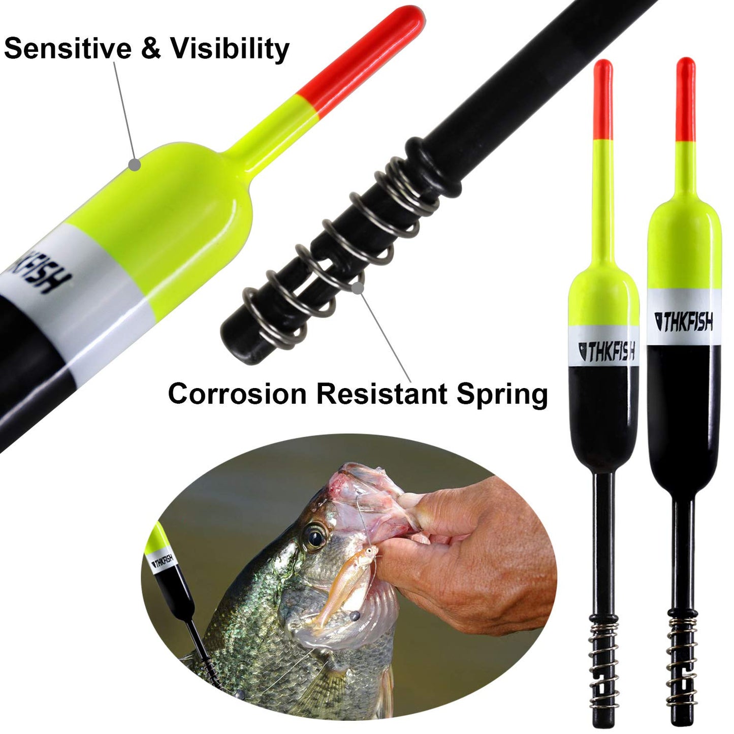THKFISH Fishing Bobbers Fishing Floats and Bobbers Slip Bobbers for Fishing Balsa Floats Crappie Fishing Bobbers Fixed Bobber (1.5"X0.59"X5.4") (2.5"X0.59"X5.4")