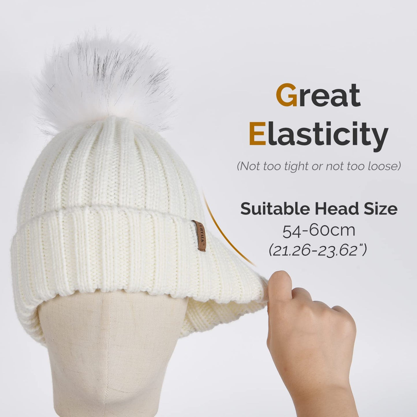 FURTALK Womens Winter Knitted Beanie Hat with Faux Fur Pom Warm Knit Skull Cap Beanie for Women