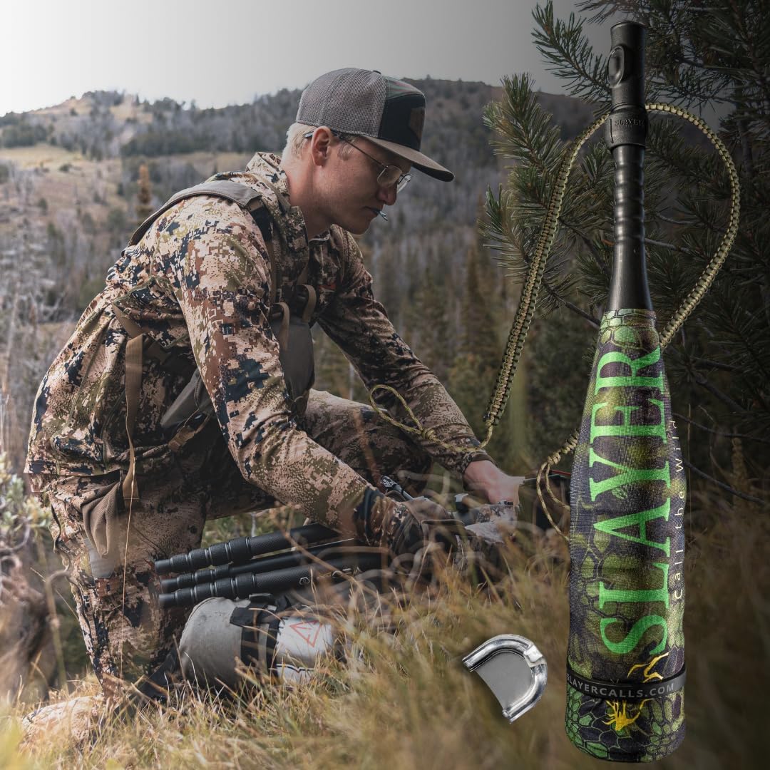 The Enchantress - Elk Slayer | Push Button Elk Call for Realistic Cow Elk Sounds | Collection Bundle: Call, Bugle, Strap, & Replacement Reed
