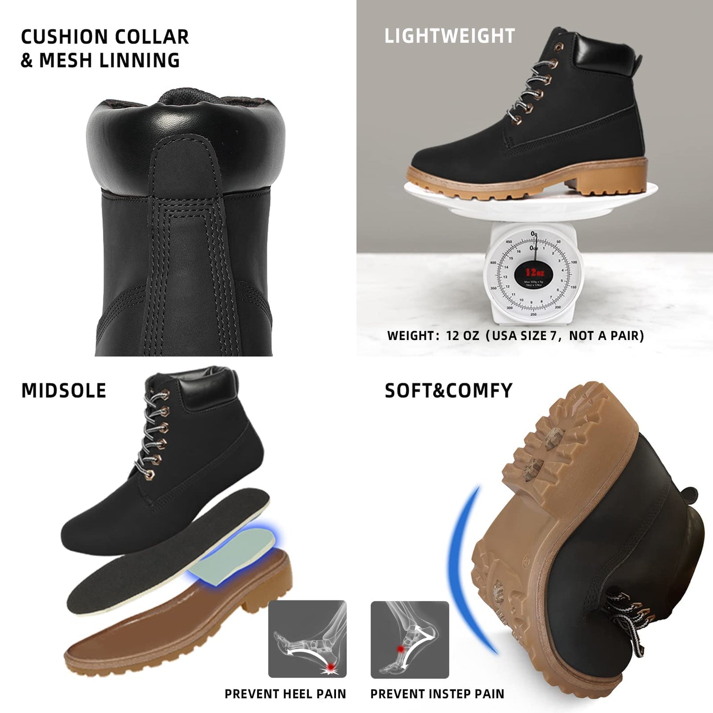 Women's Work Boots Hiking - Waterproof Outdoor Construction Motorcycle Combat