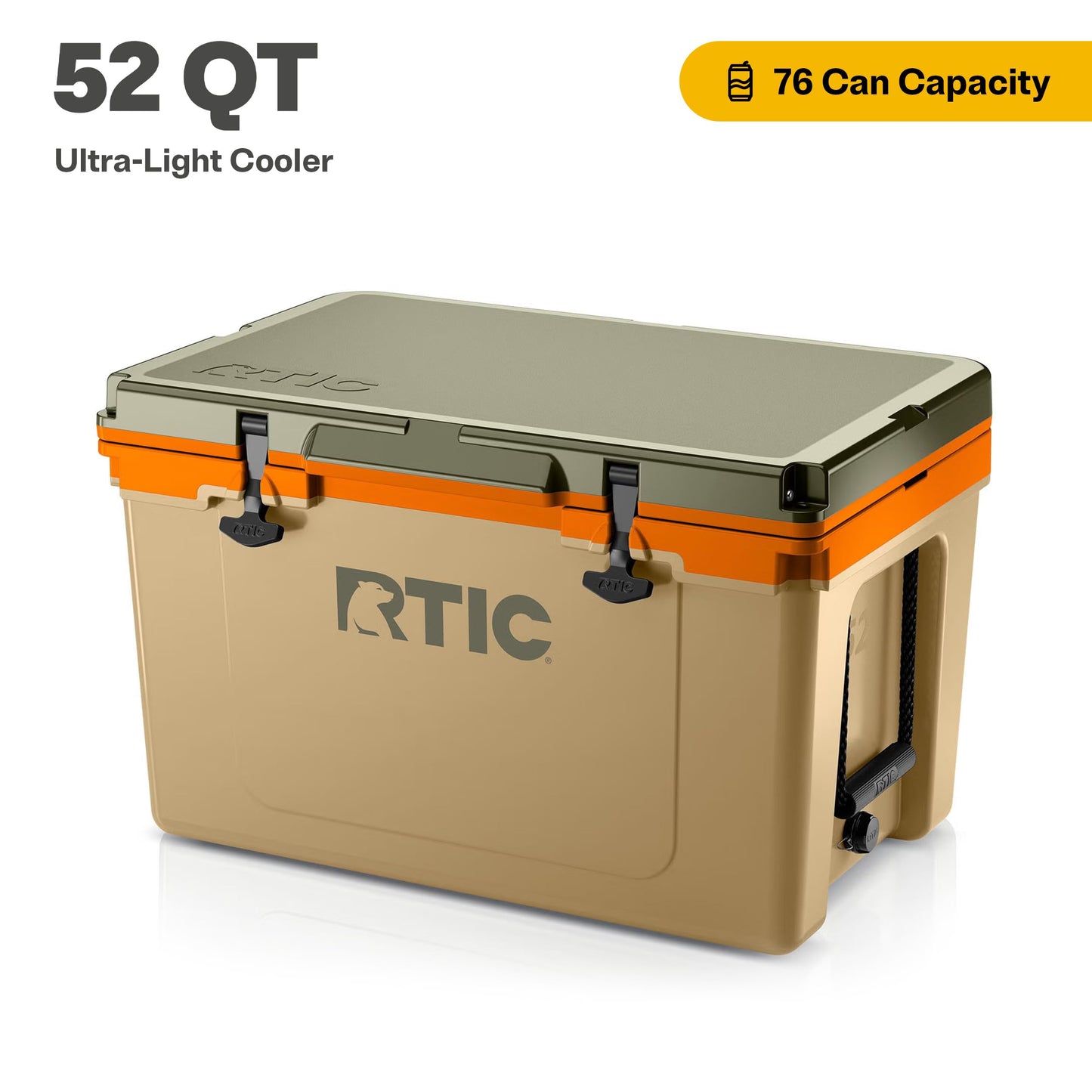 RTIC Ultra-Light 52 Quart Hard Cooler Insulated Portable Ice Chest Box for Beach, Drink, Beverage, Camping, Picnic, Fishing, Boat, Barbecue, 30% Lighter Than Rotomolded Coolers