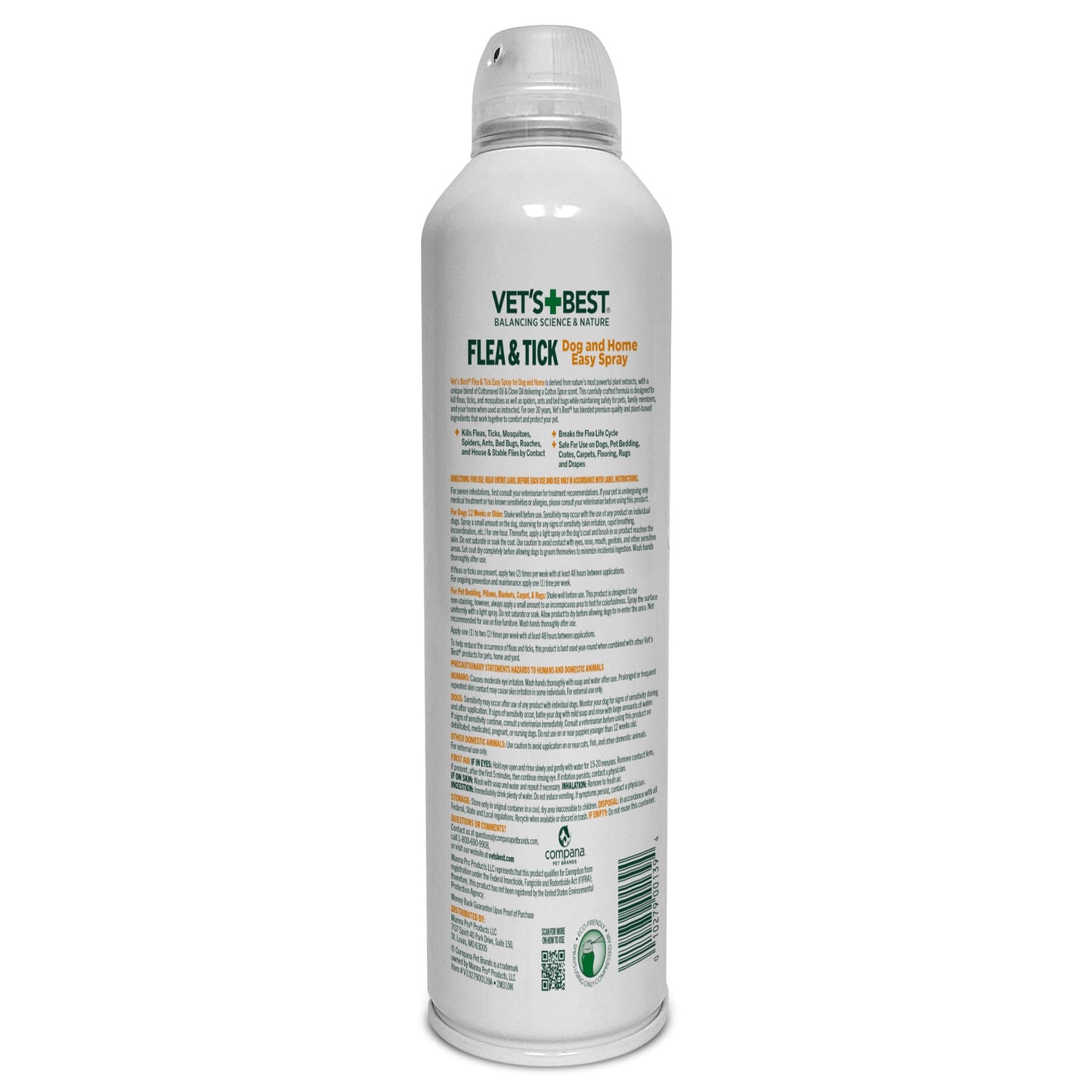 Vet's Best Flea and Tick Home Spray - Dog Flea and Tick Treatment for Home - Plant-Based Formula - Certified Natural Oils,Green - 32 oz