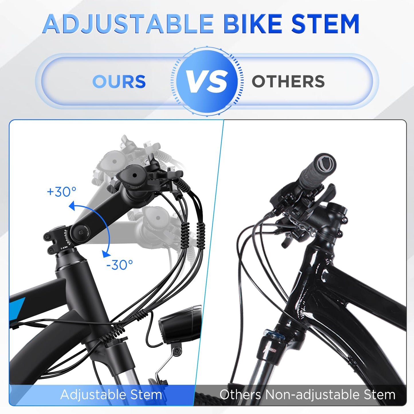 Electric Bike for Adults, 26'' 1000W Peak Ebike, Up to 50 Miles 21.7MPH Electric Mountain Bike with 48V 374.4WH Removable Battery, Adjustable Stem, Fenders, Lockable Suspension Fork, 21-Speed