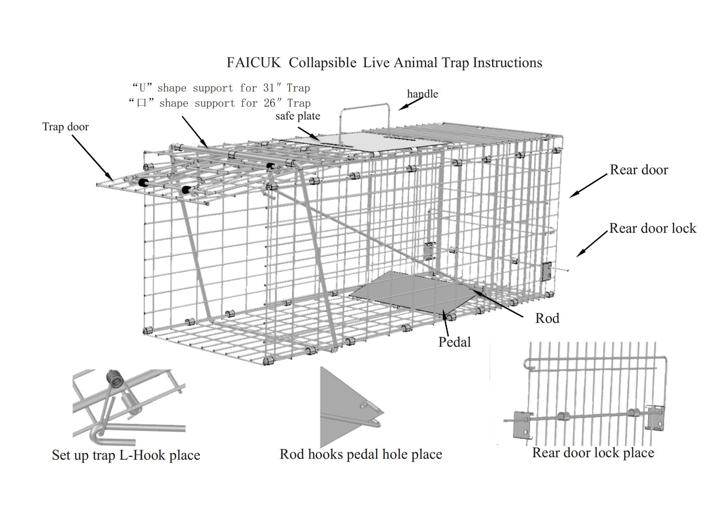 Faicuk Heavy Duty Squirrel Trap Chipmunk Trap Rat Trap and Other Similar-Size Rodents - 16.3” x 6” x 6.7”