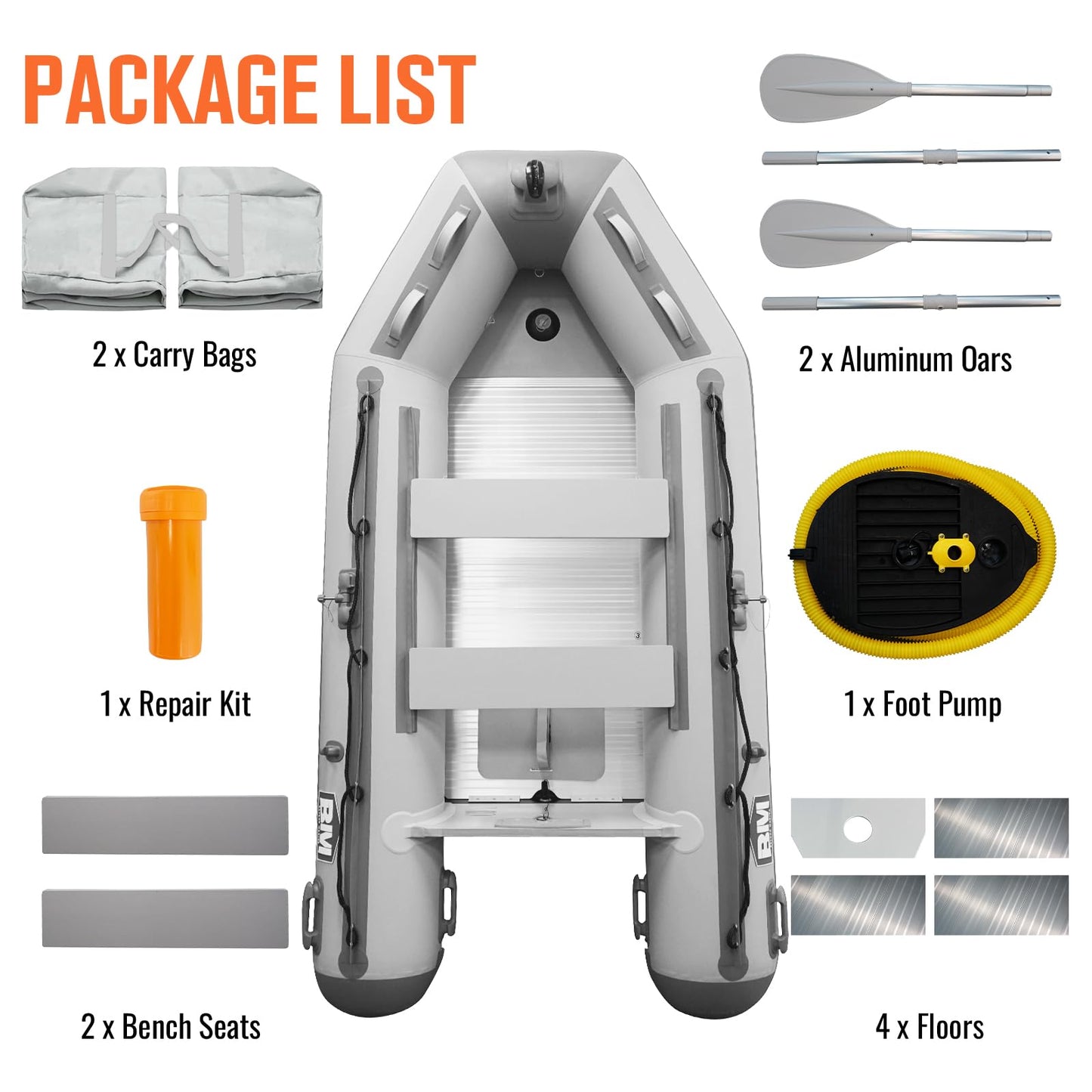 BEYOND MARINA Inflatable Dinghy Boat - 3-5 Person Inflatable Boat for Adults Heavy Duty Dinghies with Aluminum Oars, Floor Panels