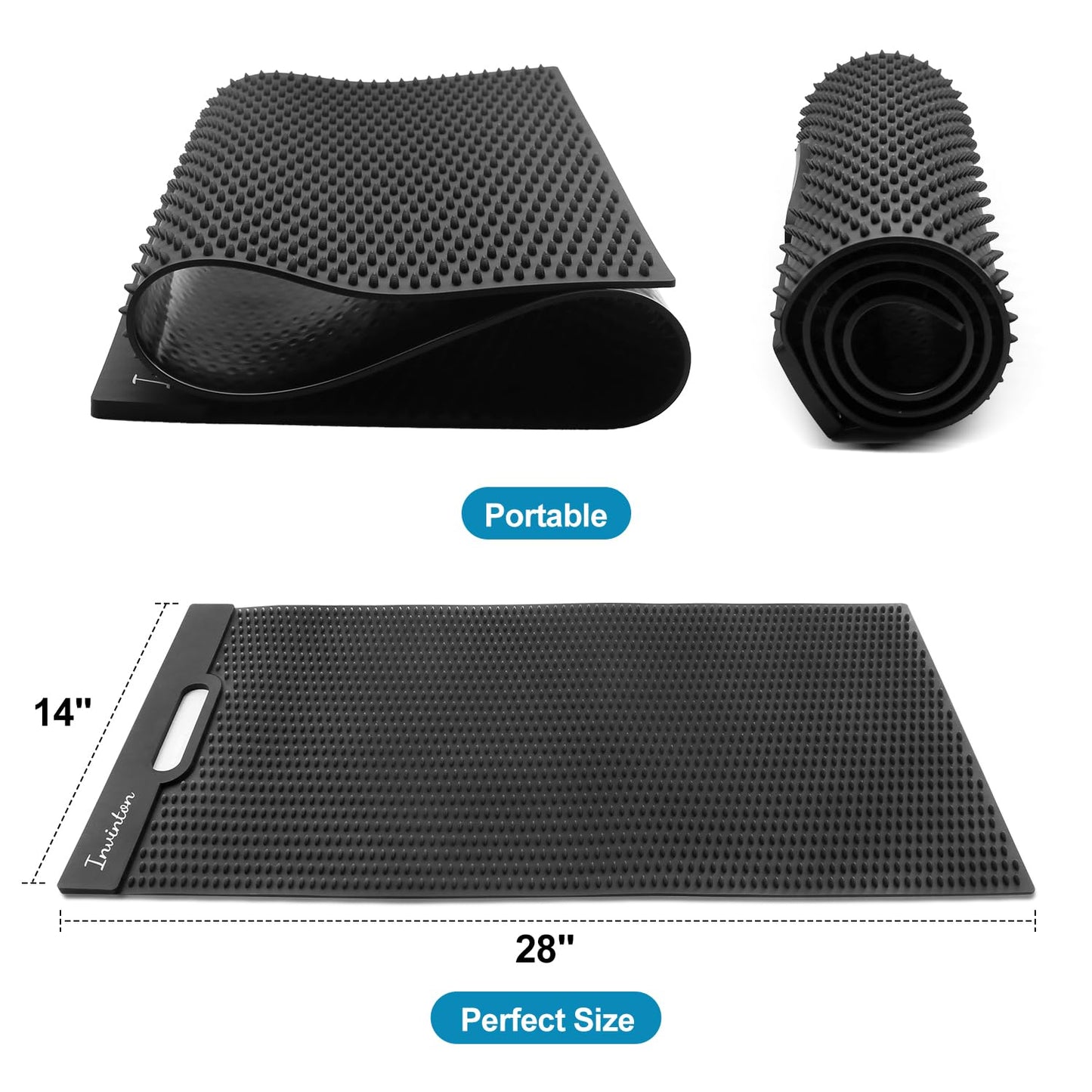 Professional Fish Fillet Mat - Portable Fish Cleaning & Cutting Mat Board Grips Fish for Easy Filleting, Large 14"x28"x0.35"