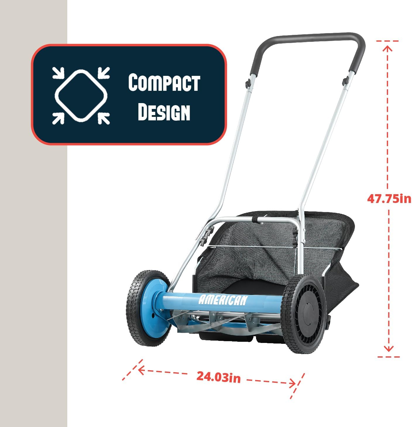 American Lawn Mower Company 1204-14 14-Inch 4-Blade Push Reel Lawn Mower, Red