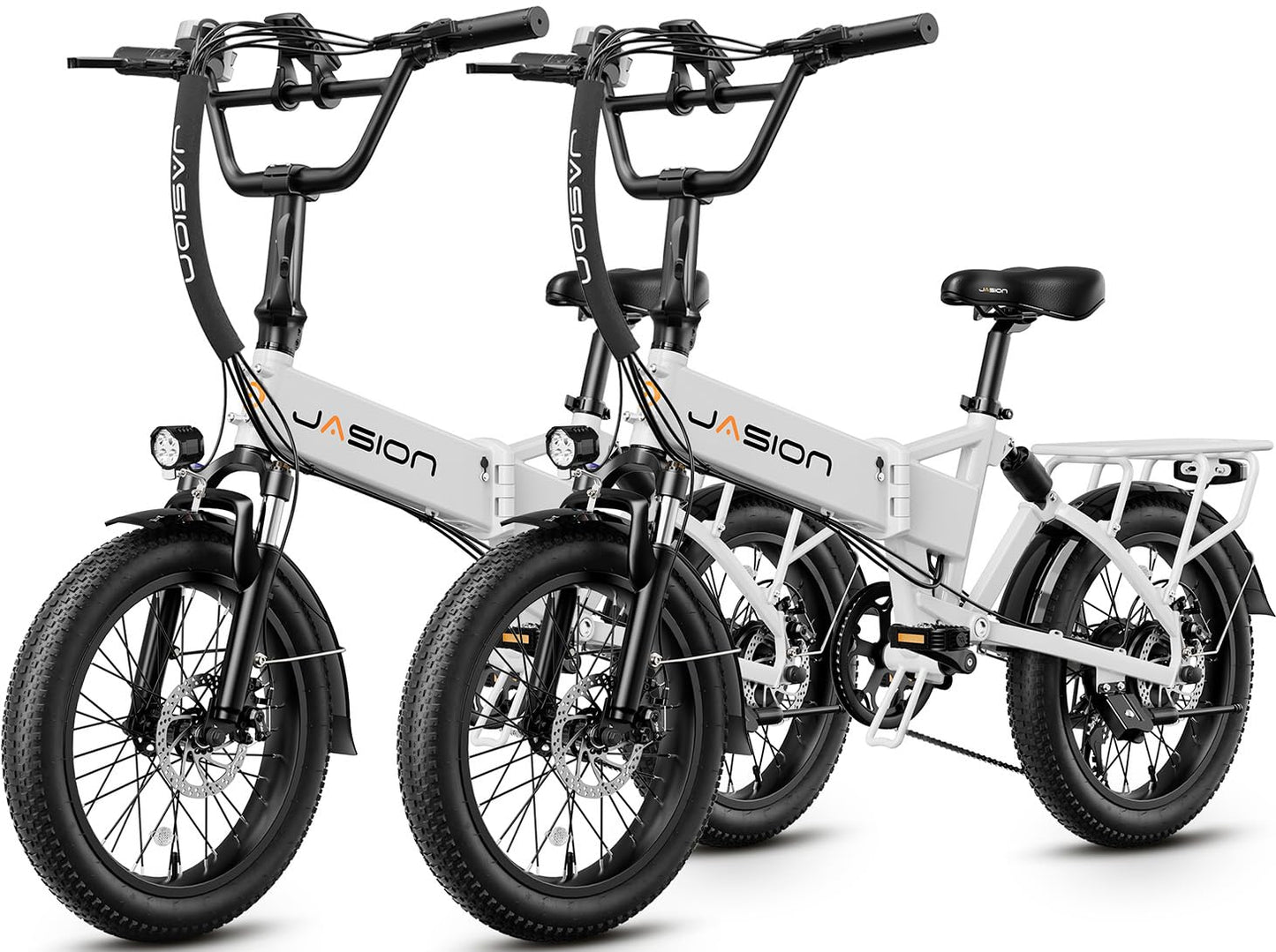 Jasion EB7 2.0 Electric Bike for Adults, 1200W Peak Motor 28MPH Max Speed Folding Ebike, 48V 10AH Removable Battery, 20" Fat Tire with Dual Suspension, 7-Speed Electric Bicycles, UL Certifiled
