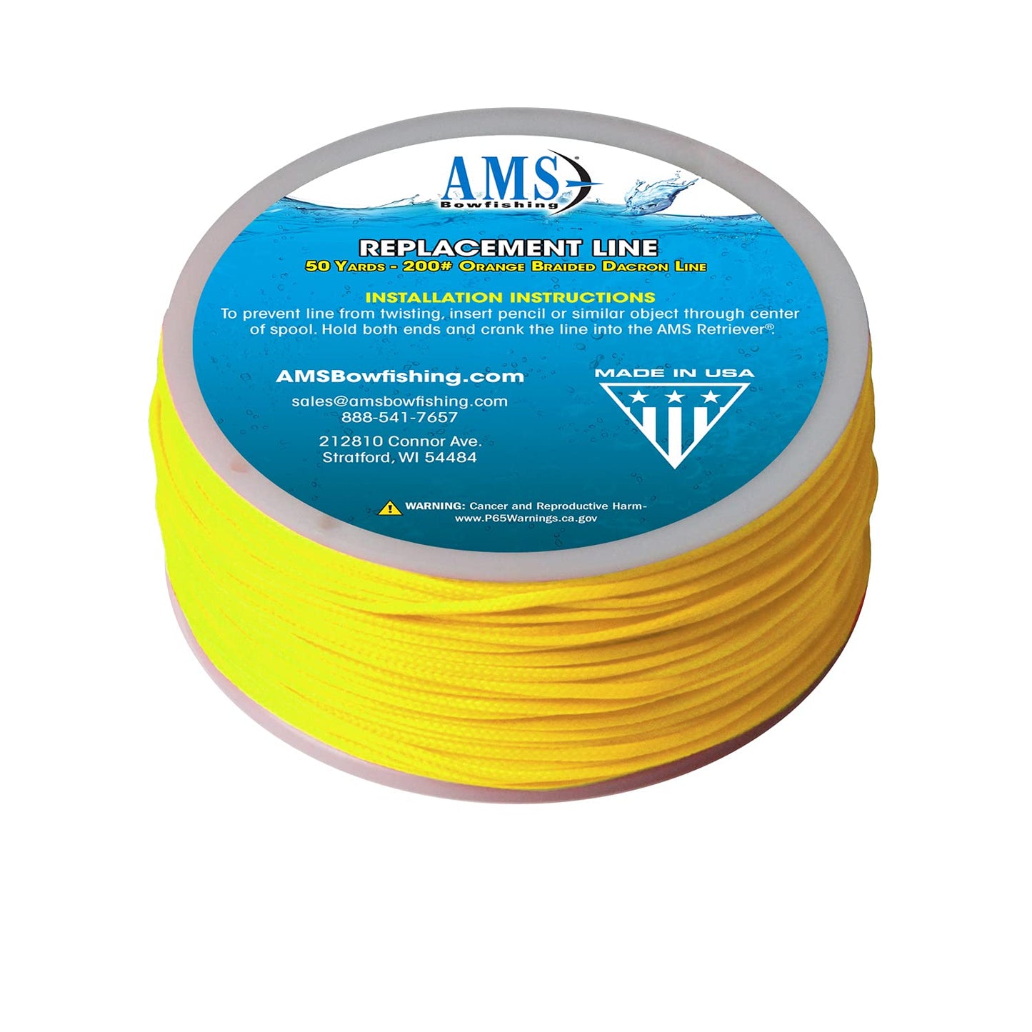 AMS Bowfishing 200 Pound Braided Dacron Line - 50 Yards - Made in The USA