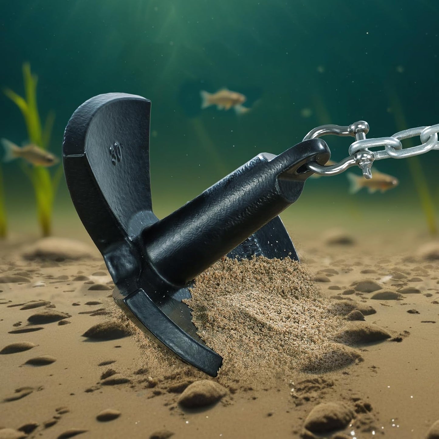 VEVOR River Anchor, 30 LBS Boat Anchor Cast Iron Black Vinyl Coated, Marine Grade Mushroom Anchor for Boats Up to 30 ft, Impressive Holding Power in River and Mud Bottom Lakes (30 lb)