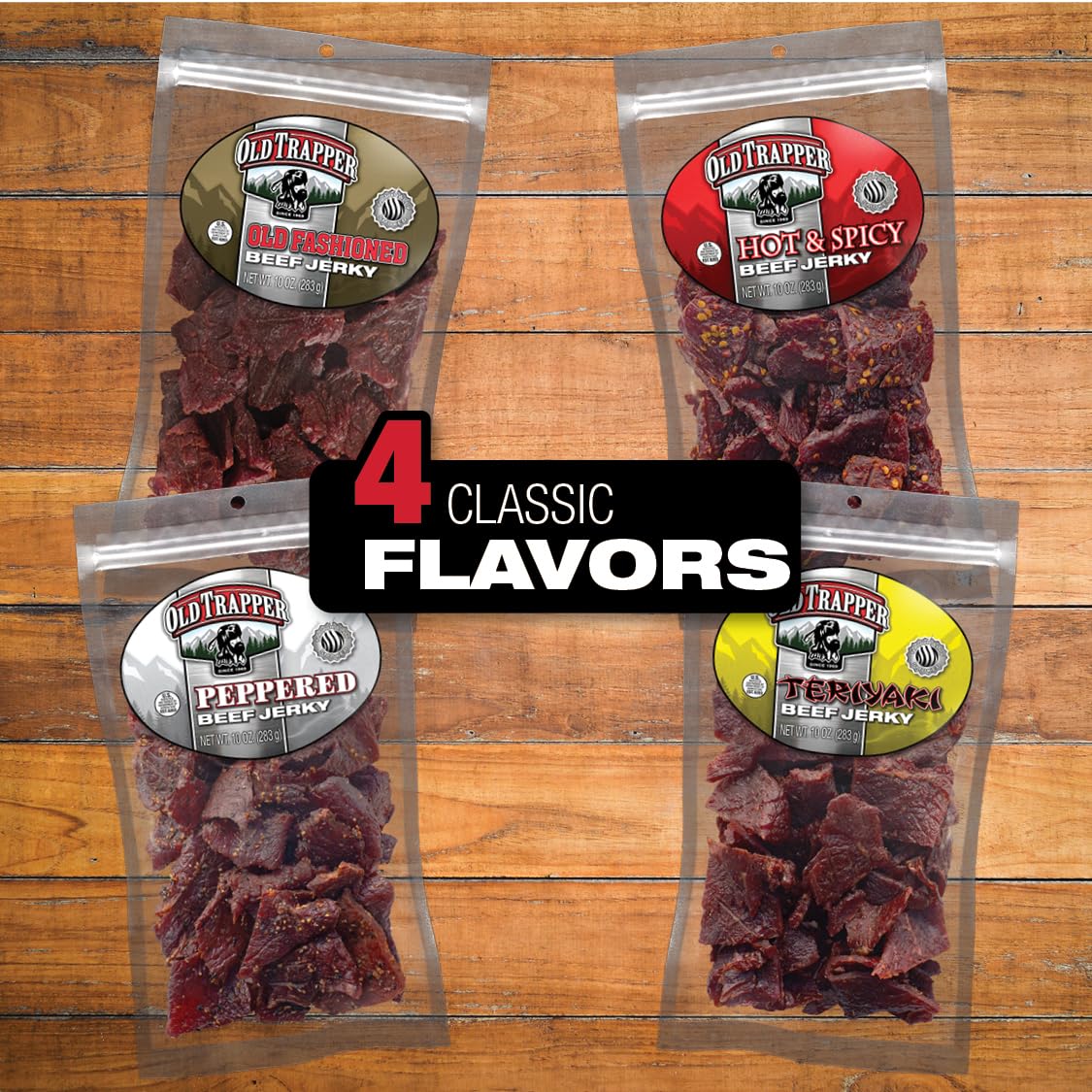Old Trapper Beef Jerky, Old-Fashioned 10-Ounce Bag, Tender Meat Snacks for Lunches or Between Meals, 11 Grams of Protein, Zero Grams of Fat, and 70 Calories per Ounce (Pack of One)