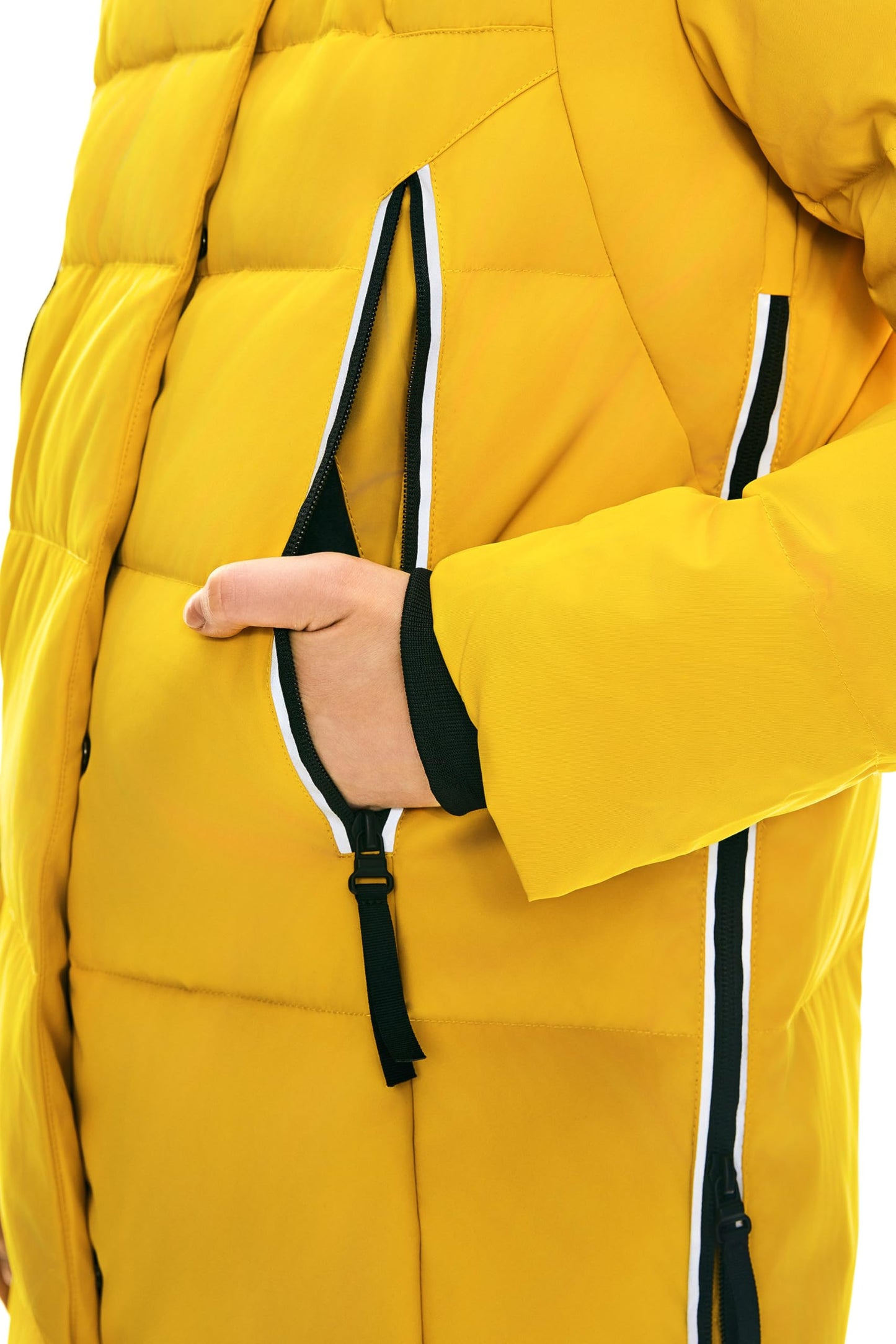Orolay Women's Thickened Long Down Jacket Winter Down Coat Hooded Puffer Jacket with Side Zipper