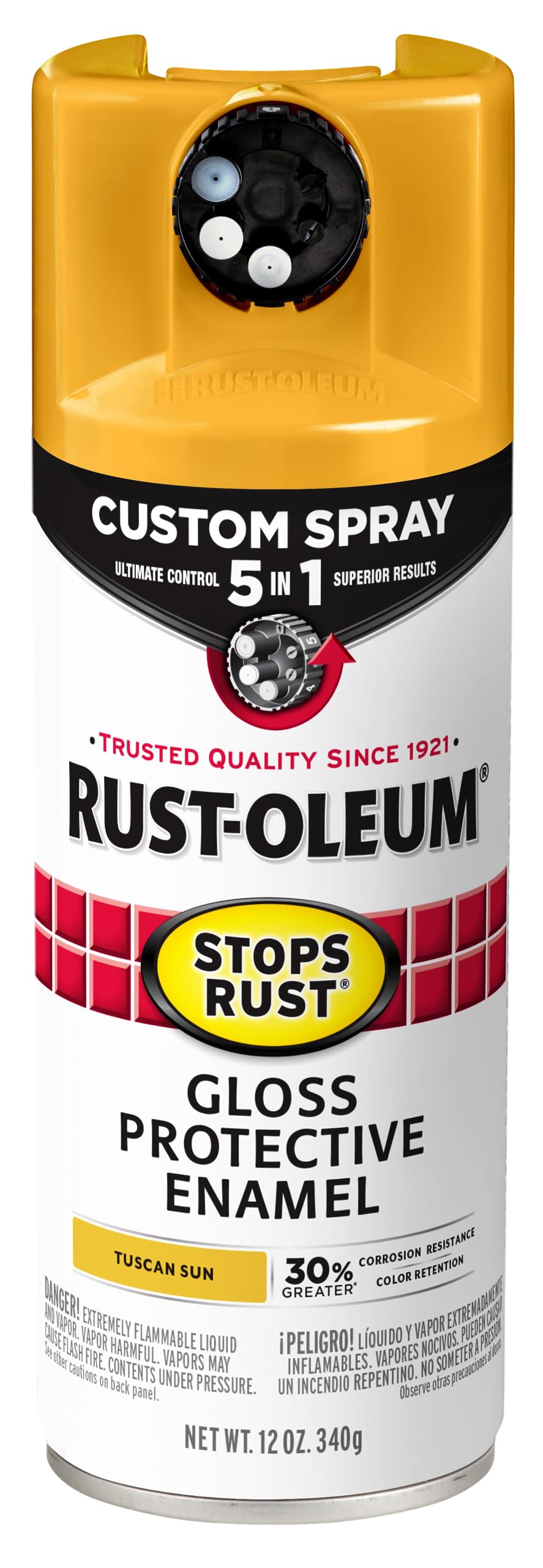 Rust-Oleum 376892 Stops Rust Custom Spray 5-in-1 Spray Paint, 12 oz, Gloss Leather Brown