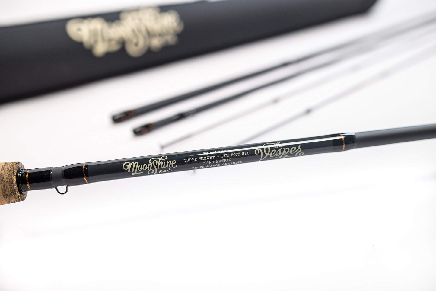 Moonshine Rod Co. Fly Fishing Rod with Carrying Case and Extra Rod Tip Section, Slow-Medium-Fast Action