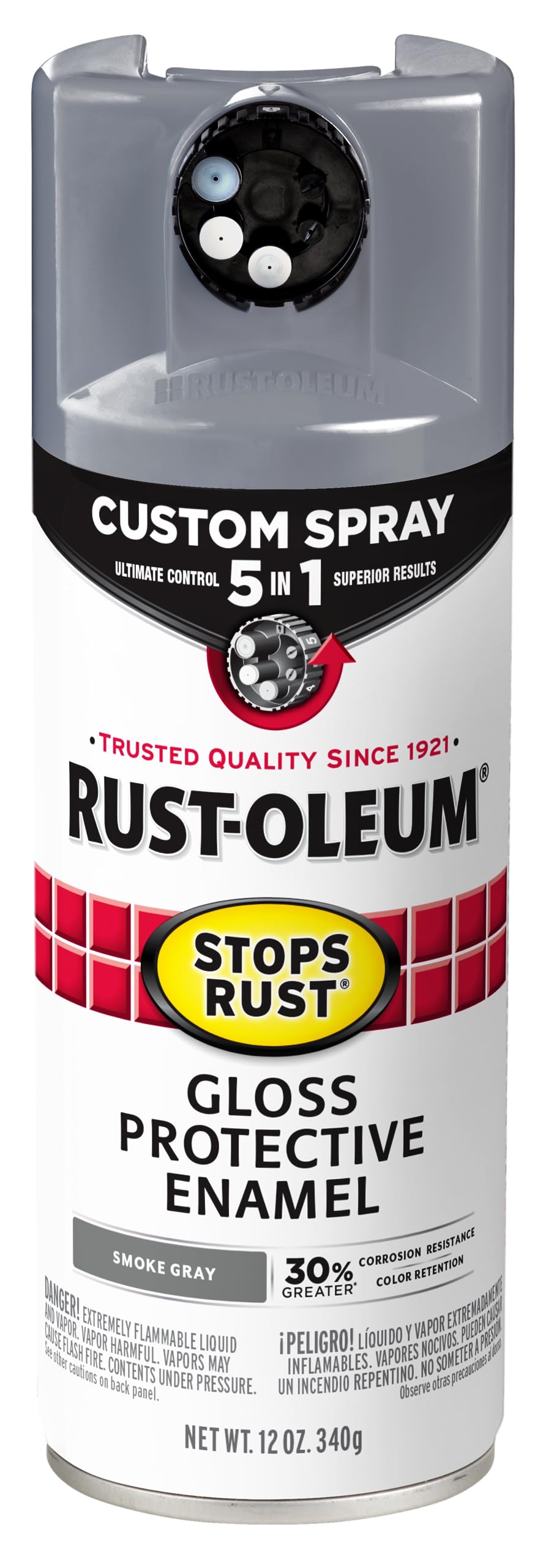 Rust-Oleum 376892 Stops Rust Custom Spray 5-in-1 Spray Paint, 12 oz, Gloss Leather Brown