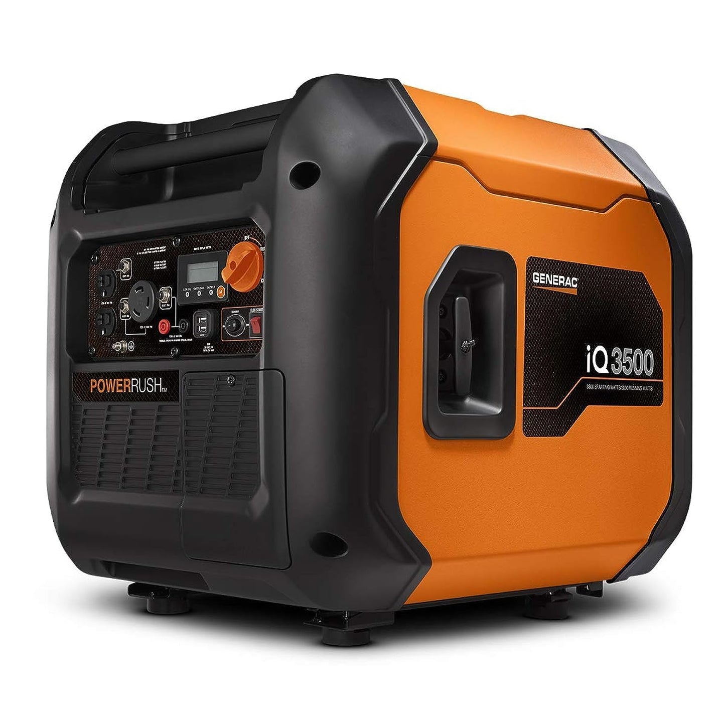 Generac 3,300-Watt Gas-Powered Portable Inverter Generator - Lightweight Design - USB Ports for Mobile Device Charging - COsense Technology - Perfect for Home use - Orange/Black
