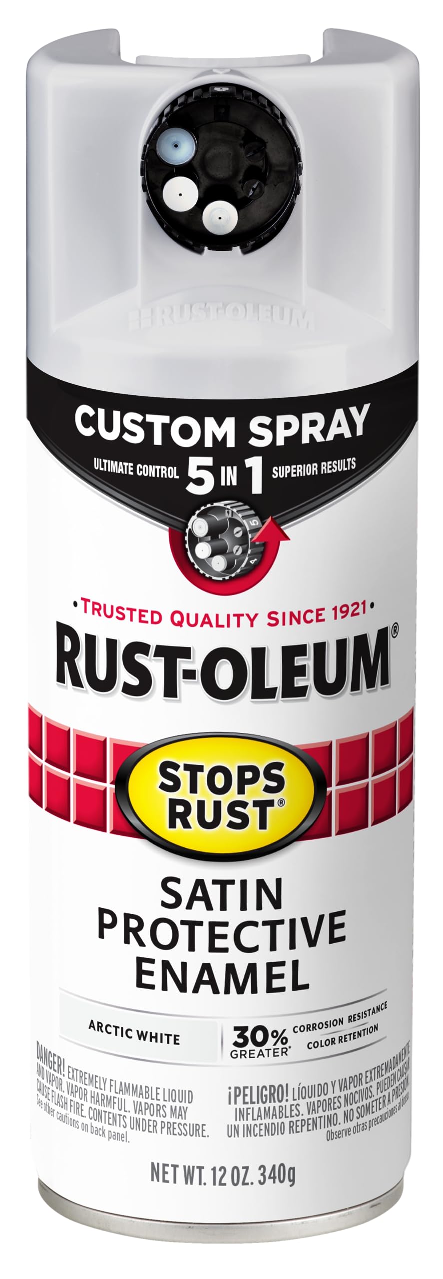 Rust-Oleum 376892 Stops Rust Custom Spray 5-in-1 Spray Paint, 12 oz, Gloss Leather Brown