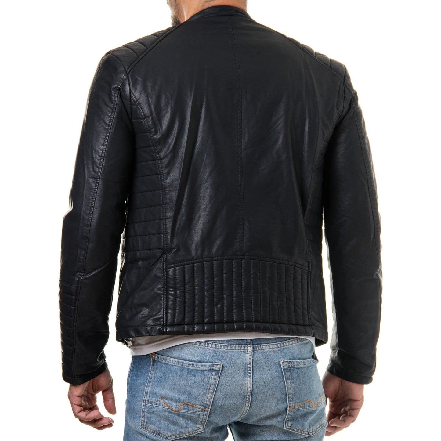 DECIMAL Men's Black Genuine Lambskin Leather Biker Jacket VINTAGE REAL BROWN MOTORCYCLE JACKETS FOR MEN