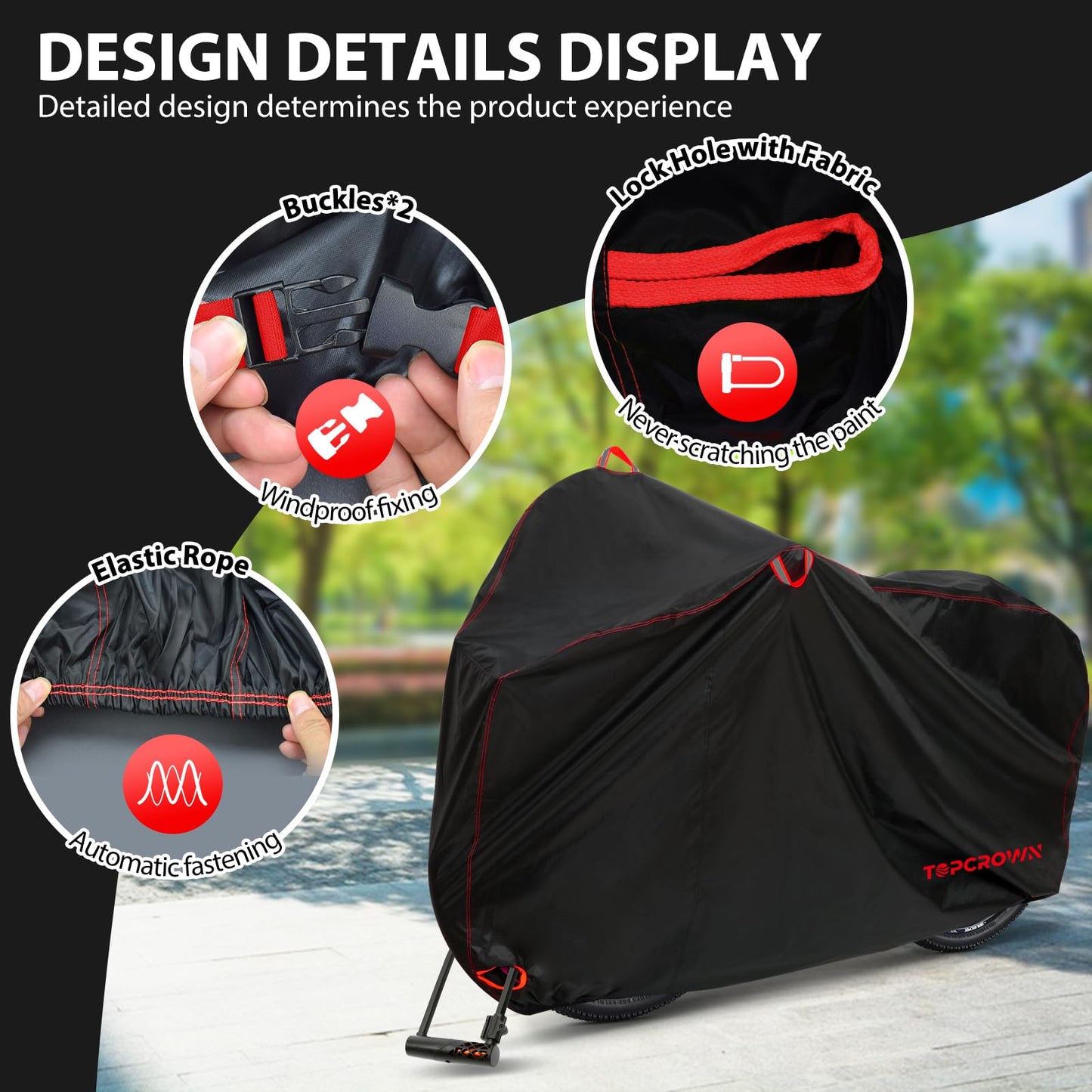 Bike Cover Waterproof Outdoor Storage for 1/2/3 Bikes, Bicycle Cover Rain Sun UV Dust Wind Proof with Storage Bag for Mountain Road Bike/Ebike (210D Black+Green, XL Size for 1 bike)