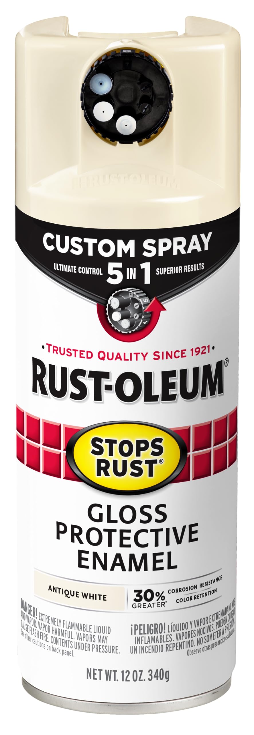 Rust-Oleum 376892 Stops Rust Custom Spray 5-in-1 Spray Paint, 12 oz, Gloss Leather Brown