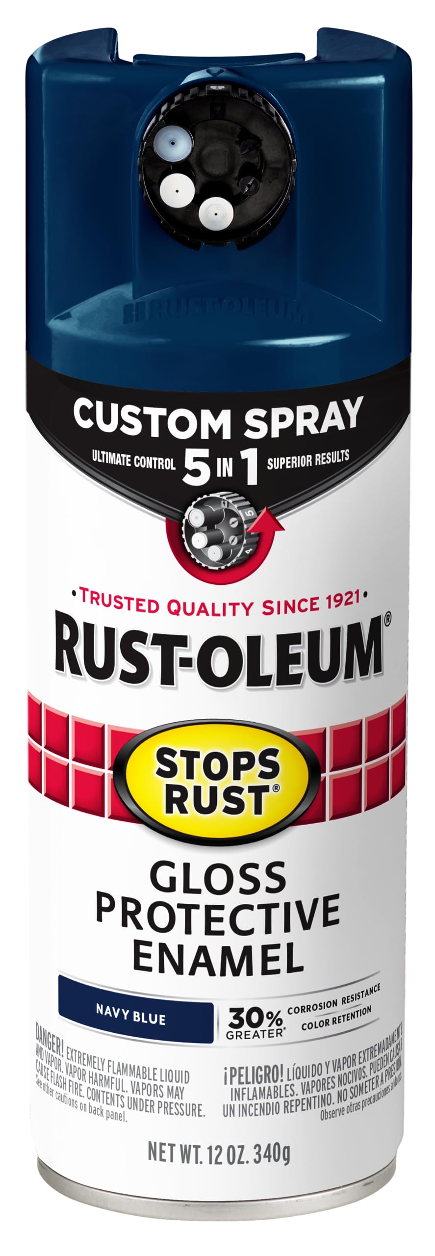Rust-Oleum 376892 Stops Rust Custom Spray 5-in-1 Spray Paint, 12 oz, Gloss Leather Brown