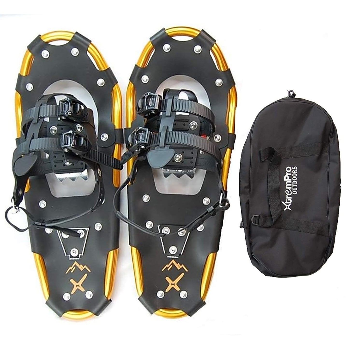 Xtrempro Snowshoes Snow Terrain Lightweight Ergonomic Design Lightweight Aluminum Alloy with 13 Point Crampons 120/160/210/300 lbs. Capacity- 21"/25"/30”/36" (Gold, 21)