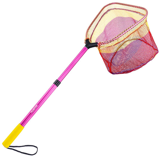 PLUSINNO Kids Fishing Net, Telescopic Lightweight Landing Net with Aluminum Pole Handle and Nylon Mesh, Catch and Release Butterfly Net for Kids Youth Outdoor