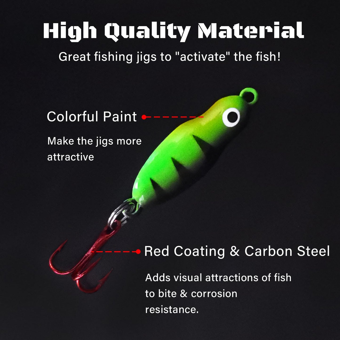 Ice Fishing Jigs Luminous Ice Fishing Lures Glowing Jig Gear Winter Fishing Jigging for Crappie Pike Panfish Walleye Perch Bluegill 6pcs/20pcs