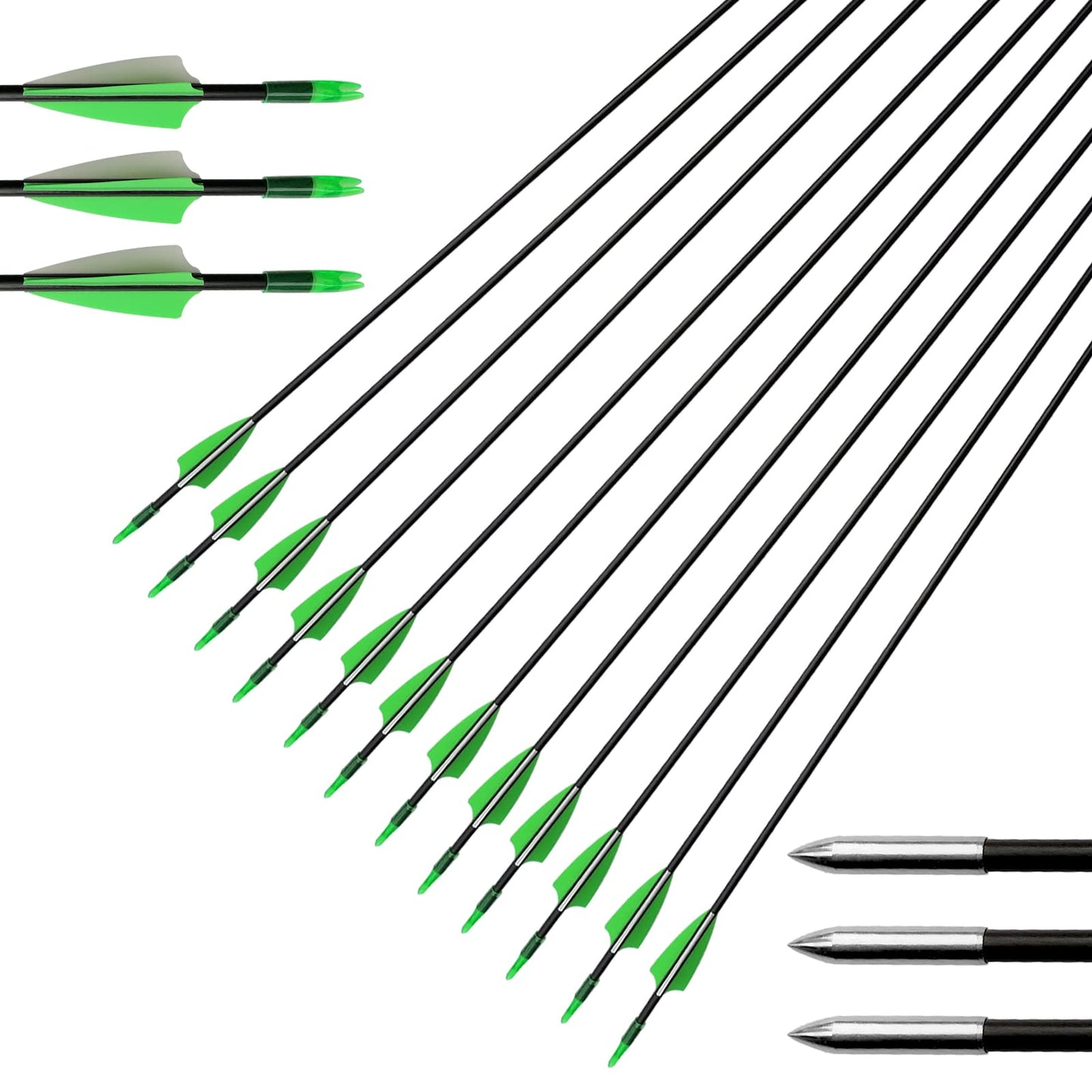 31" Fiberglass Arrows Archery Training Practice Target Arrows with Durable Shaft Blunt Tip for Kids Youth or Beginners for Recurve Bow Long Bow