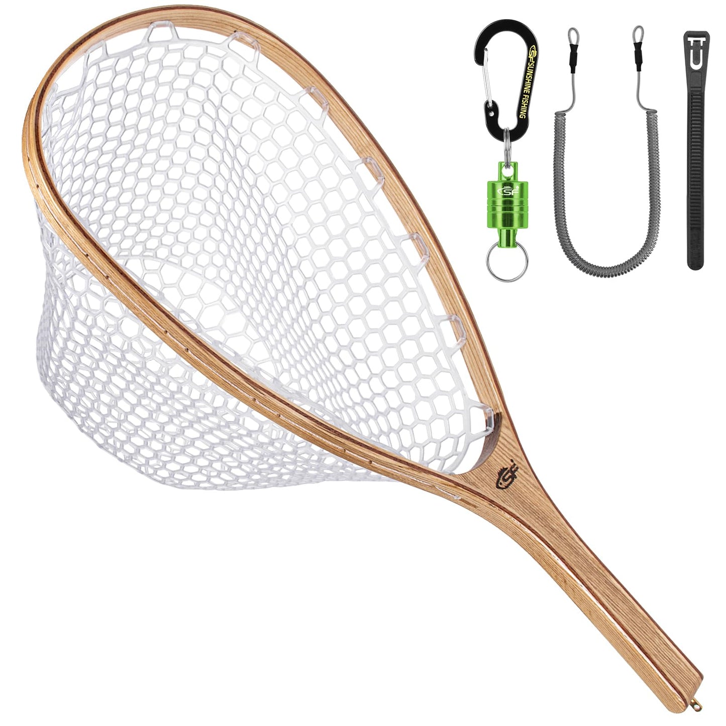 SF Fly Fishing Landing Net Soft Rubber Mesh Trout Net Catch and Release Net