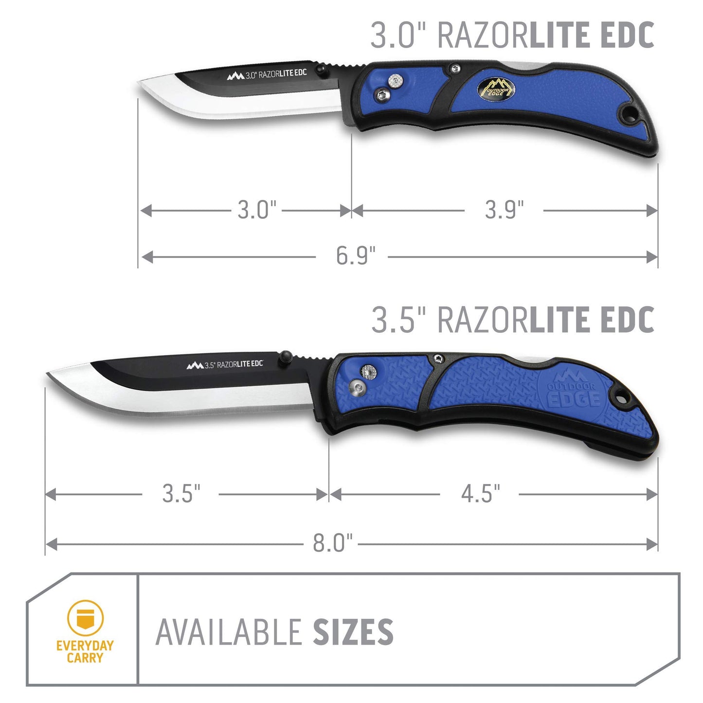 OUTDOOR EDGE 3.5" RazorLite EDC Knife. Pocket Knife with Replaceable Blades and Clip. Perfect For Hunting and Skinning Deer. Gray with 6 Blades