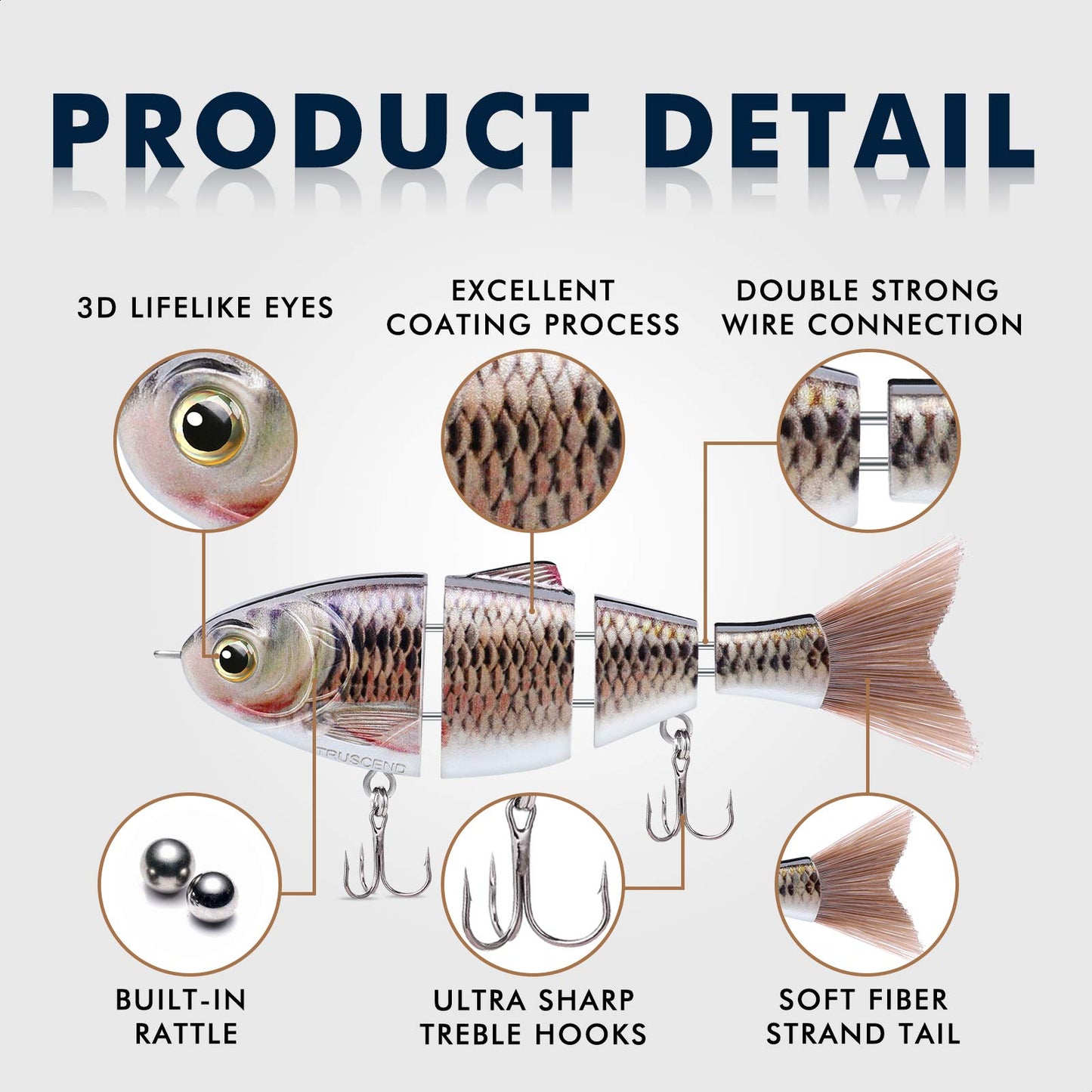 TRUSCEND Swimmax for Freshwater and Saltwater, Lifelike Fishing Lures for Bass Trout Crappie Walleye Pike Bluegill Salmon, Swimbait for Bass Fishing, Amazing Fishing Gear Gifts for Family Fishing