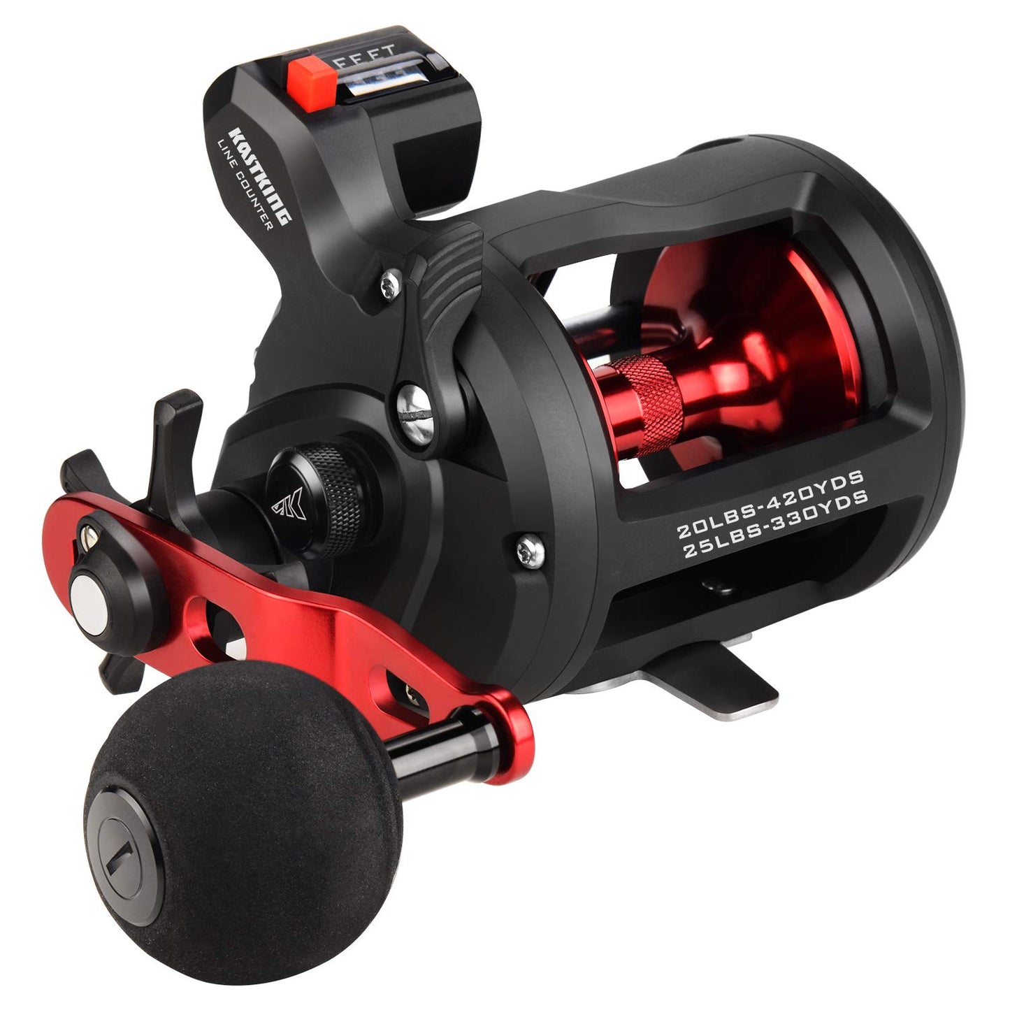 KastKing ReKon Round Baitcasting Fishing Reel, Saltwater Inshore Surf Trolling Reel, Up to 30LBS Powerful Max Drag, Conventional Reel for Catfish, Musky, Bass, Durable Graphite Frame for Saltwater