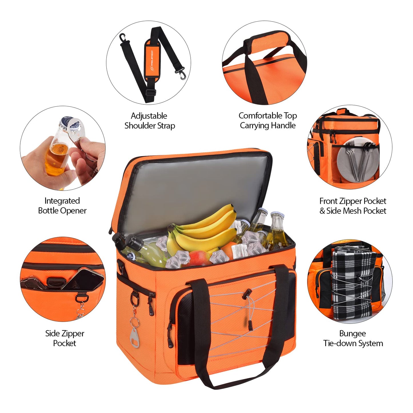 Maelstrom Soft Cooler Bag,Collapsible Soft Sided Cooler,24/30/60/75 Cans Beach Cooler,Ice Chest,Large Leakproof Camping Cooler,Portable Travel Cooler for Grocery Shopping,Camping,Road Trips