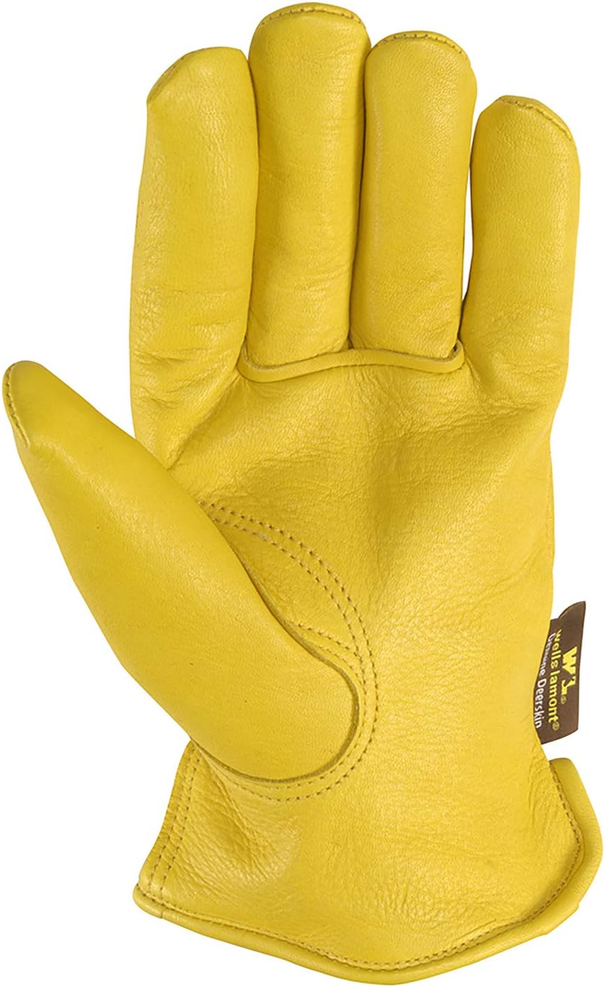 Men's Deerskin Winter Work Gloves,100-gram Thinsulate Insulation, Fleece-Lined, X-Large (Wells Lamont 963XL), Saddletan