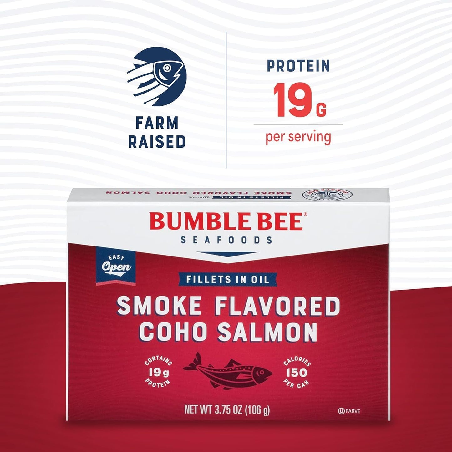 Bumble Bee Smoke Flavored Red Coho Salmon Fillets in Oil, 3.75 oz (Pack of 1) - 19g Protein - Skinless, Boneless - Great for Snacks & Recipes - Gluten Free