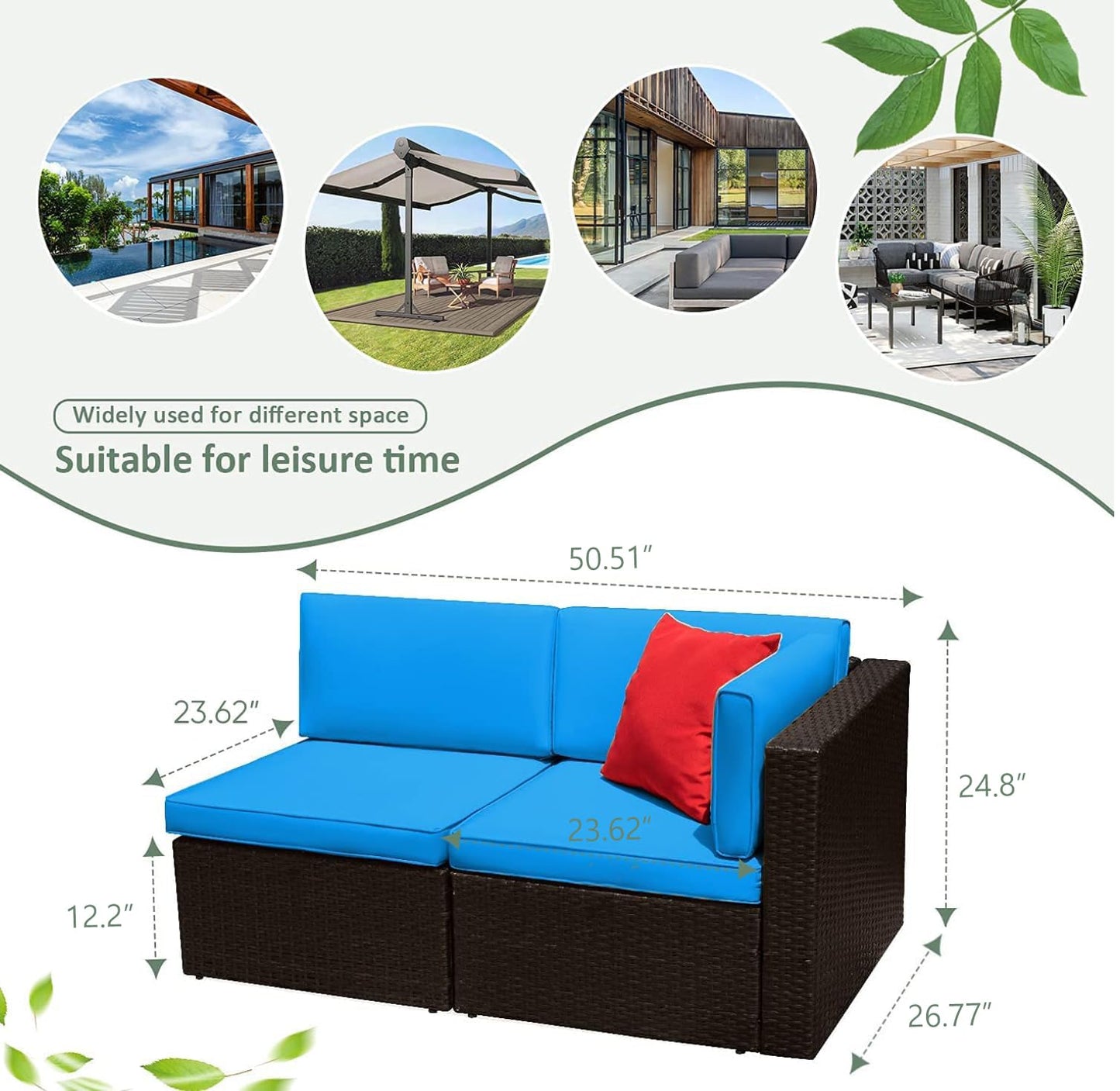 Devoko 5 Pieces Patio Furniture Sets All Weather Outdoor Sectional Patio Sofa Manual Weaving Wicker Rattan Patio Seating Sofas with Cushion and Glass Table(Beige)