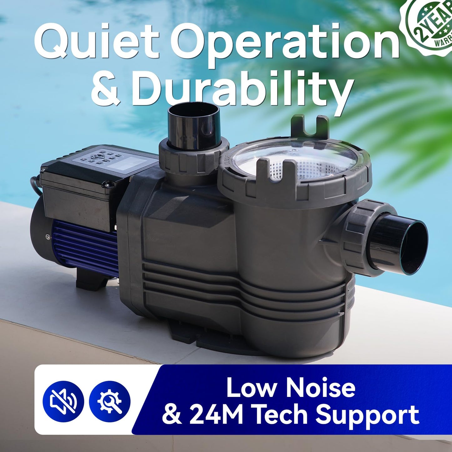 Aquastrong Variable Speed Pool Pump, 3 HP, 220V, 11359GPH, In/Above Pool Pump, Energy Efficient, High Flow, Powerful Self Primming Swimming Pool Pumps with Filter Basket