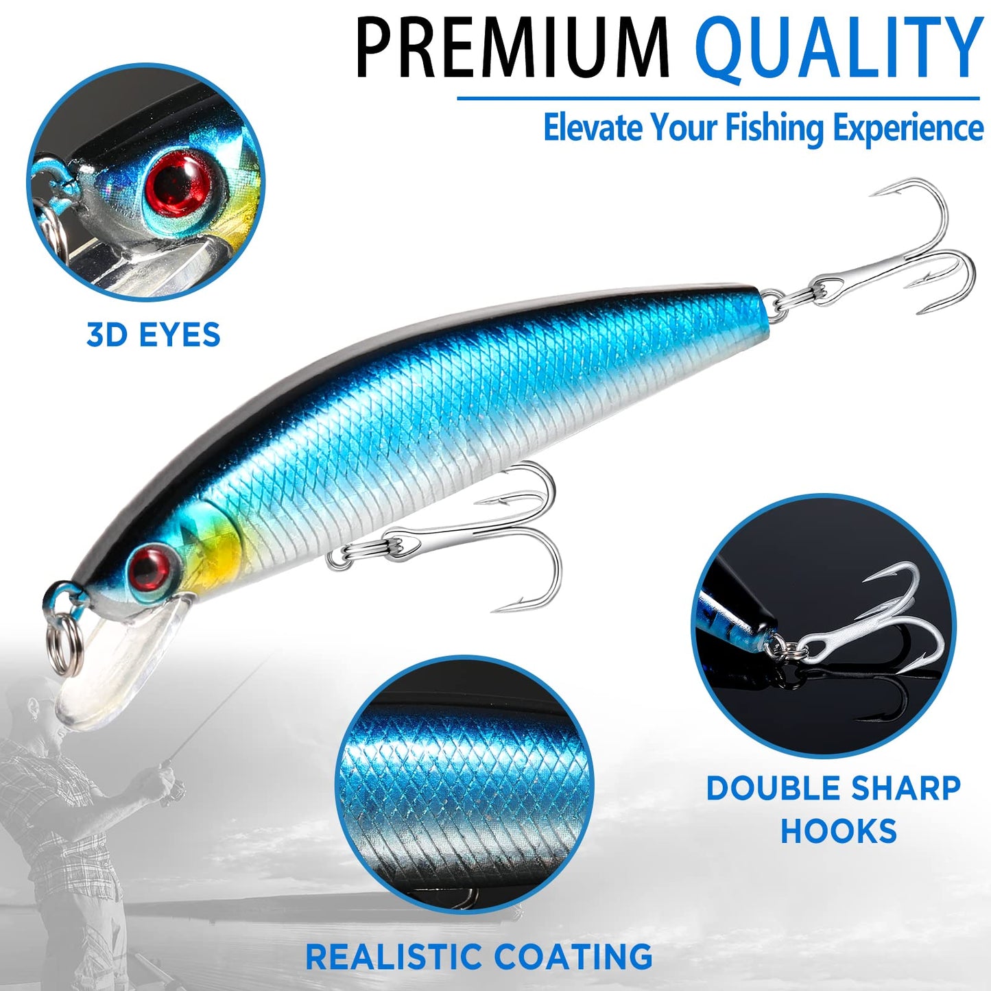 PLUSINNO 353/404 PCS Fishing Lures, Upgrade Fishing Tackle Box with Tackle Included, Crankbaits, Hooks, Weights, Other Accessories, Fishing Lure Bait Gear Equipment Kit Gift for Men Freshwater Bass