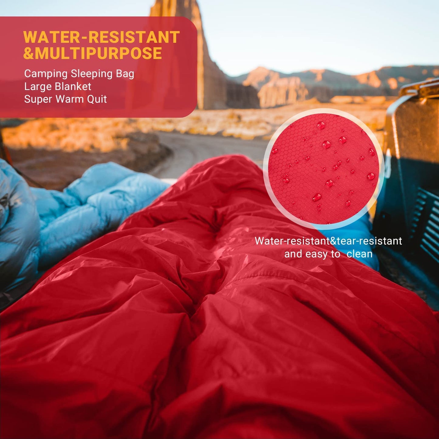KingCamp Queen Size 2 Person Double Sleeping Bags with Pillows for Adults, 20 Degree Lightweight Backpacking Quilts for Couples Family Camping Hiking and Outdoors, Waterproof