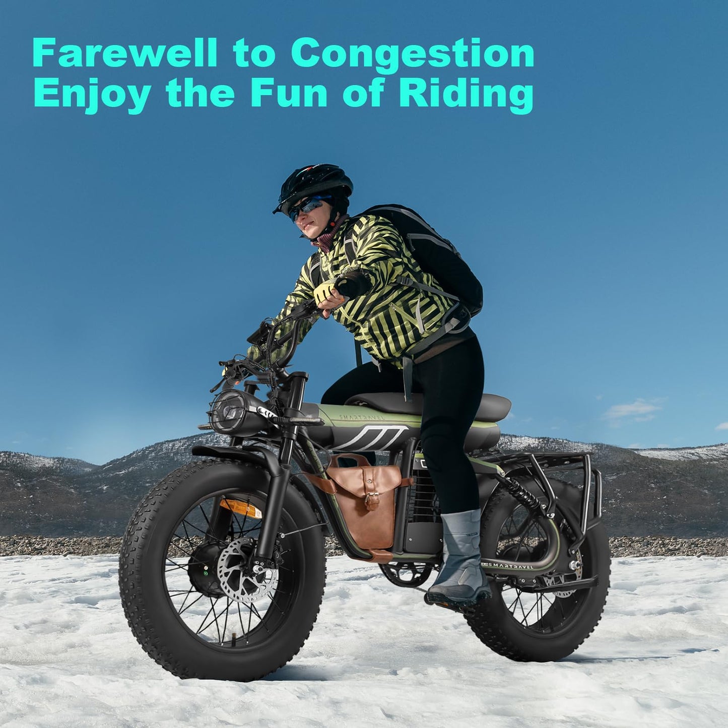 Ebike with 1200W Brushless Motor,Removable 48V 20Ah Battery,UP to 32MPH,Electric Mountain Bike with 20" Fat Tire with Front/Rear Turn Signals for Men Women,Travel Bag