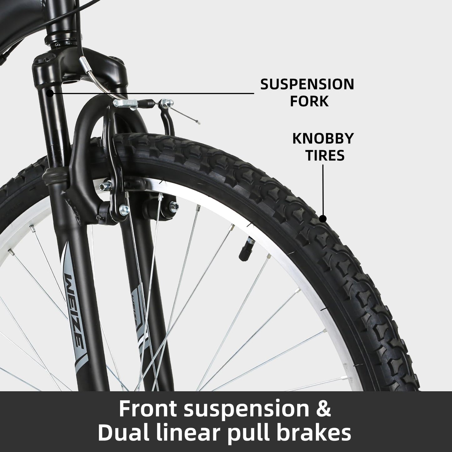 WEIZE Mountain Bike, 26 27.5 inch Outdoor Hybrid Bike,18-Speed/High-Carbon Steel/Dual Full Suspension, Adjustable Ergonomic Seat for Men Women Adult, MTB Bicycle with Suspension Fork,Sleek Colors
