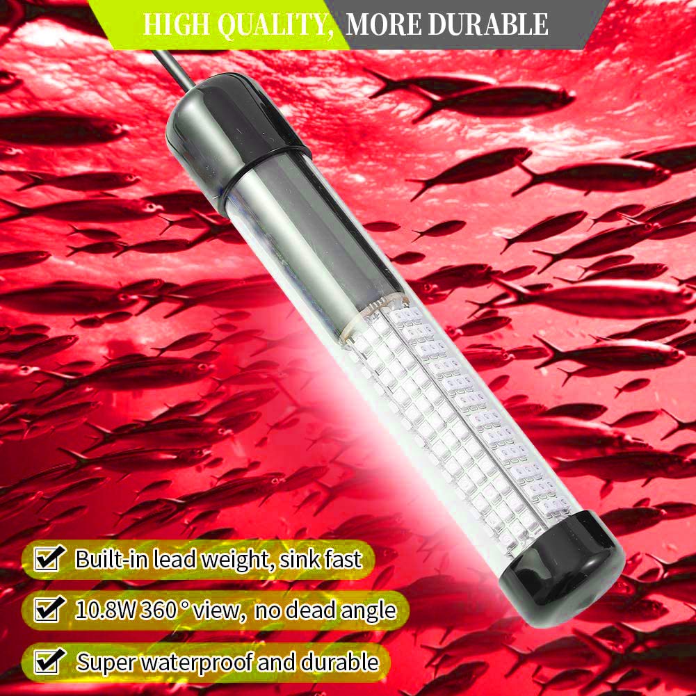 SAMDO IP68 12V LED Underwater Fishing Light 1080 Lumens Fish Attracting Light, Night Fishing Light 10.8W
