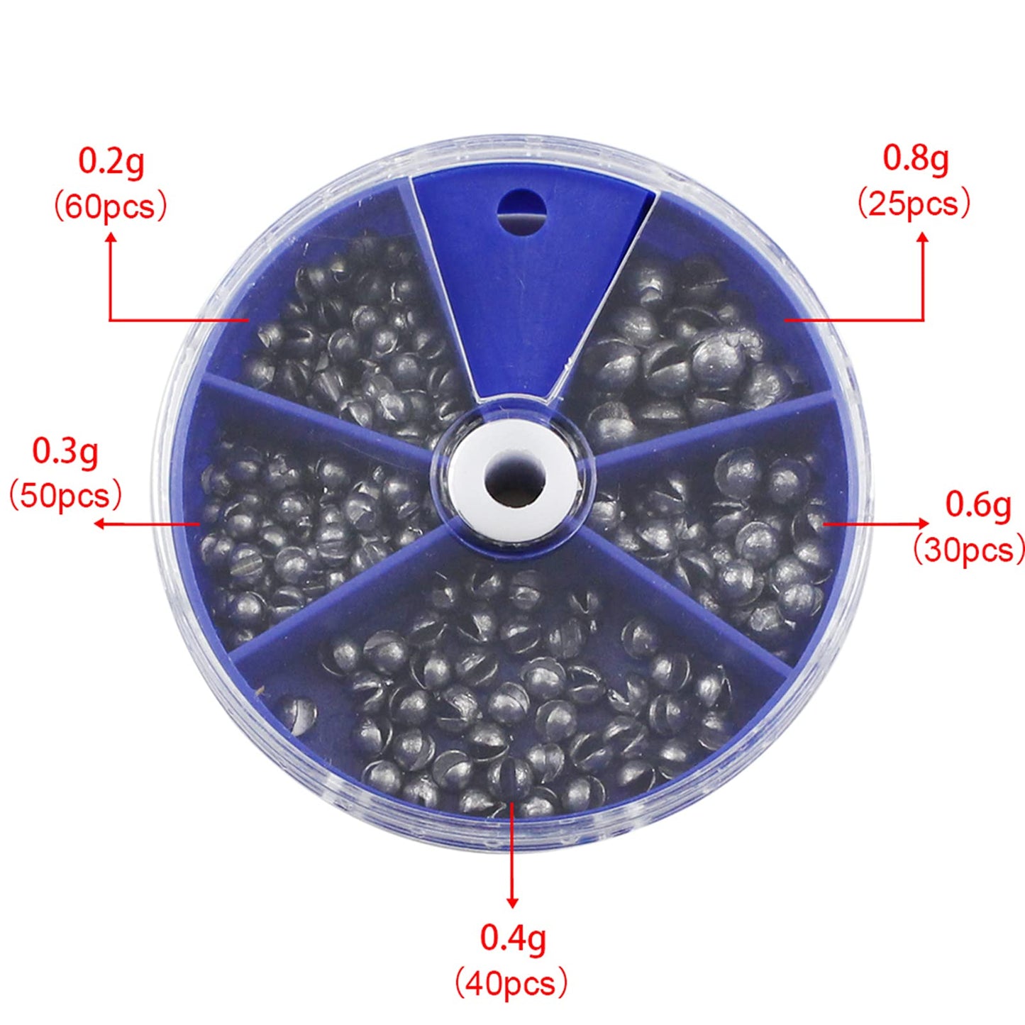 Joyiii Fishing Weights Sinkers 205pcs/100pcs Lead Split Shot Fishing Line Sinkers 5 Sizes Removable Egg Lead Assortment