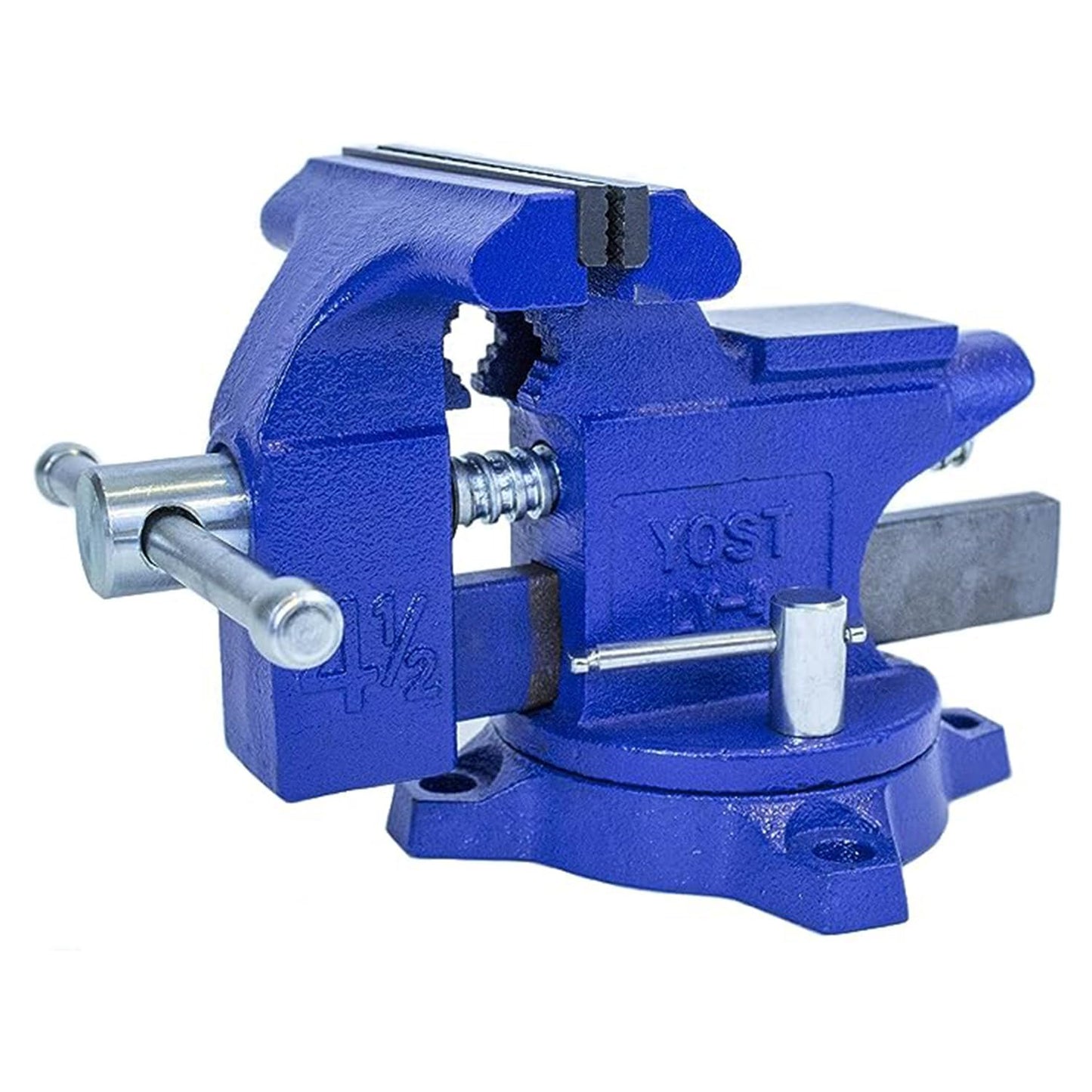 Yost HD550-C Heavy Duty 5-1/2 Inch Mechanics Work Bench Vise | Heavy Duty Woodworking & Metal Work Table with Secure Grip Swivel Base | 60,000 PSI Casting Iron Material with Extra-large Anvil Surface