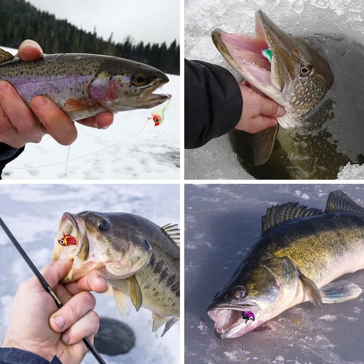 THKFISH Ice Fishing Jigs Kit, Jigs Heads for Ice Fishing Gear, Ice Fishing Lures for Panfish, Crappie, Walleye, Perch, Trout and Bluegill 18/40/70pcs